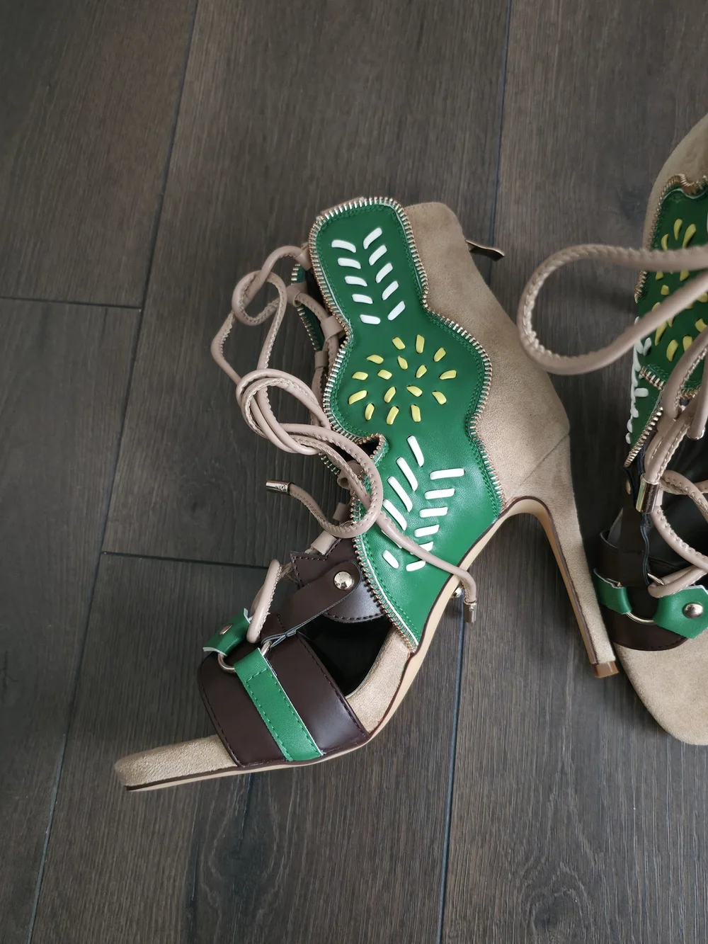 Azalea Wang Akira Shainia Green Multi Stiletto Sandal